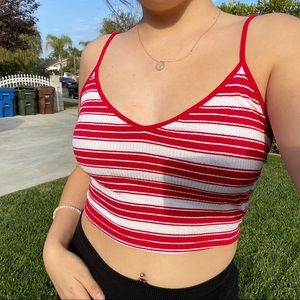 Forever 21 ❣️ Size - Small red & white striped crop top